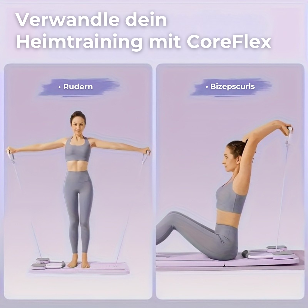CoreFlex 8-in-1 Pilates Trainer. Das kompakte Power-Studio für dein Ganzkörpertraining!