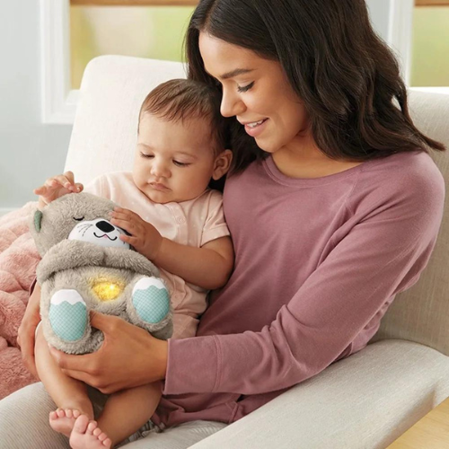 Baby Breathe Bear beruhigt Baby Otter Plüschspielzeug Kinder beruhigende Musik Schlafbegleiter Sound- und Lichtstoffpuppe Spielzeuggeschenke