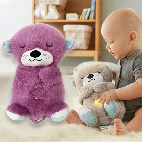 Baby Breathe Bear beruhigt Baby Otter Plüschspielzeug Kinder beruhigende Musik Schlafbegleiter Sound- und Lichtstoffpuppe Spielzeuggeschenke