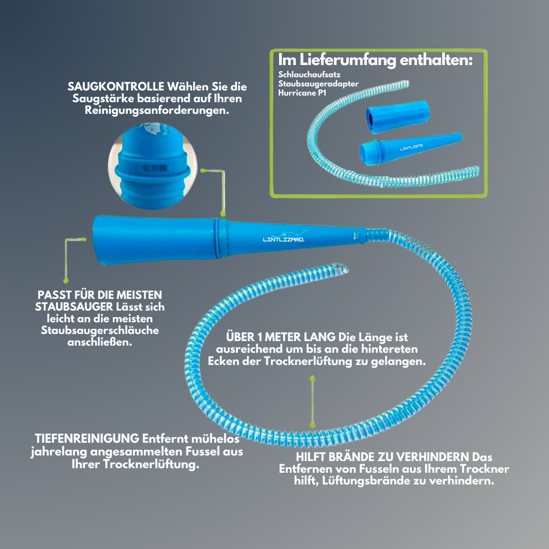 Flexible Saugdüse "Hurricane P1" Vielseitige Reinigung für enge Stellen des Trockners oder der Waschmaschine