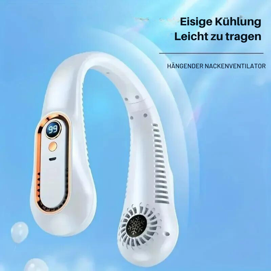 Nackenlüfter ohne Rotorblätter Mini Ultralange Lebensdauer Tragbarer Fauler Lautloser Lüfter USB-Aufladung Studentensport Büro Digitalanzeige Leistung 5 Stufen