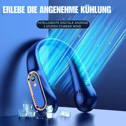 Nackenlüfter ohne Rotorblätter Mini Ultralange Lebensdauer Tragbarer Fauler Lautloser Lüfter USB-Aufladung Studentensport Büro Digitalanzeige Leistung 5 Stufen