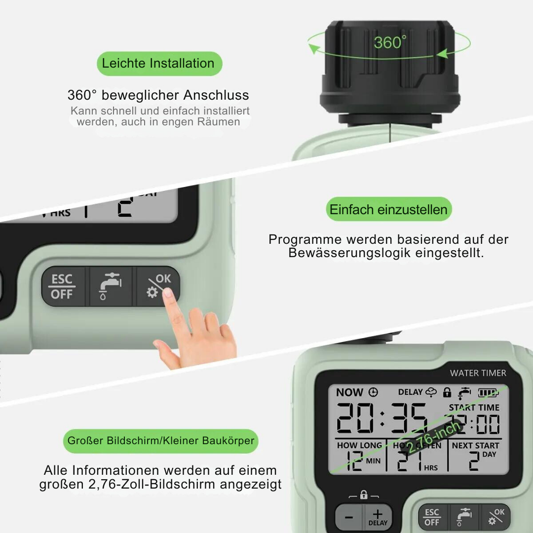 Automatischer Wasser-Timer: Intelligentes Bewässerungssystem für den Außenbereich - spart Wasser und Zeit.