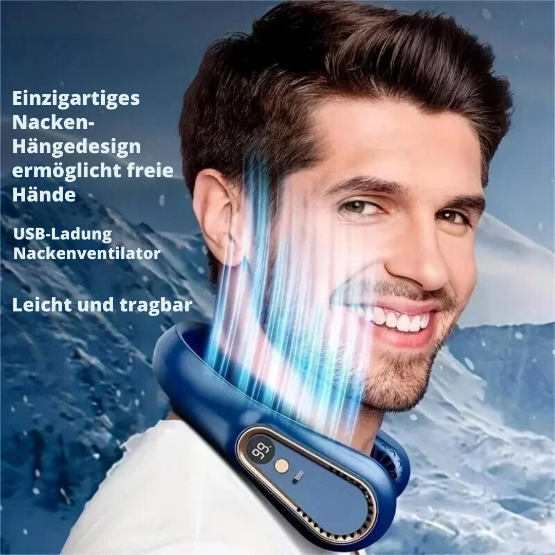 Nackenlüfter ohne Rotorblätter Mini Ultralange Lebensdauer Tragbarer Fauler Lautloser Lüfter USB-Aufladung Studentensport Büro Digitalanzeige Leistung 5 Stufen