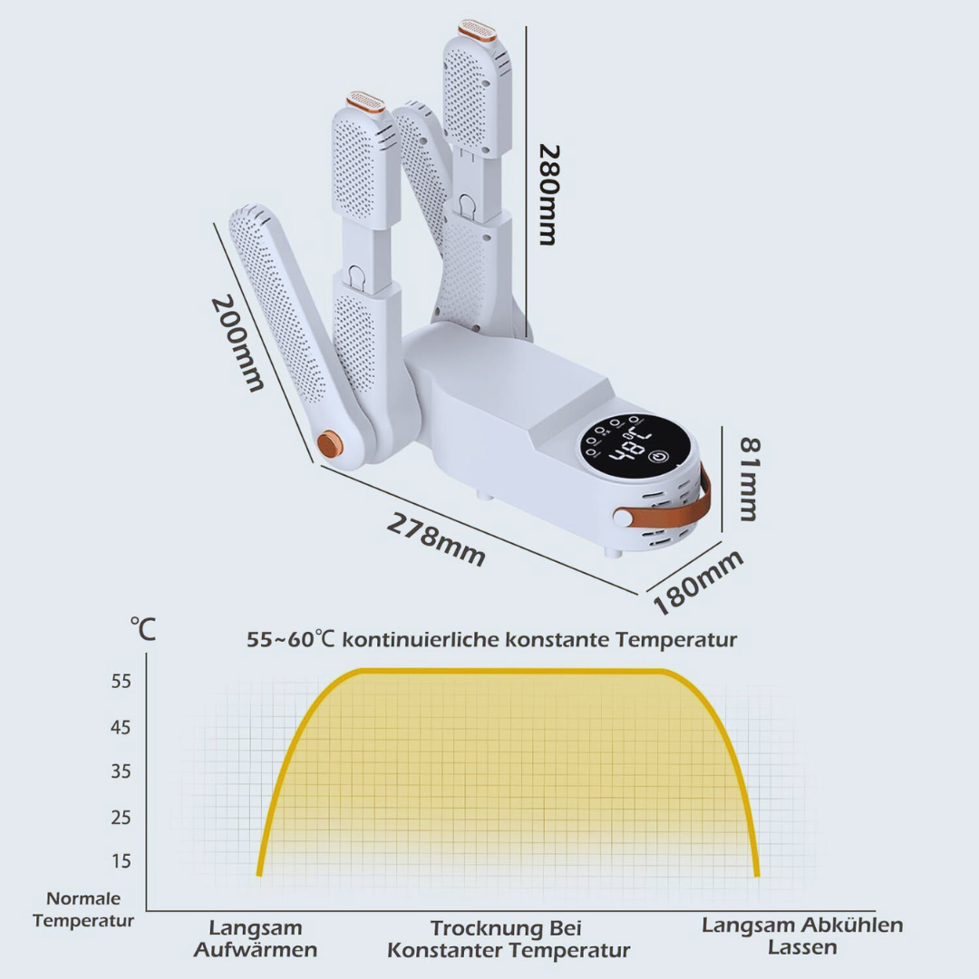 Elektrischer Schuhtrockner – Faltbar, Energiesparend & Hygienisch
