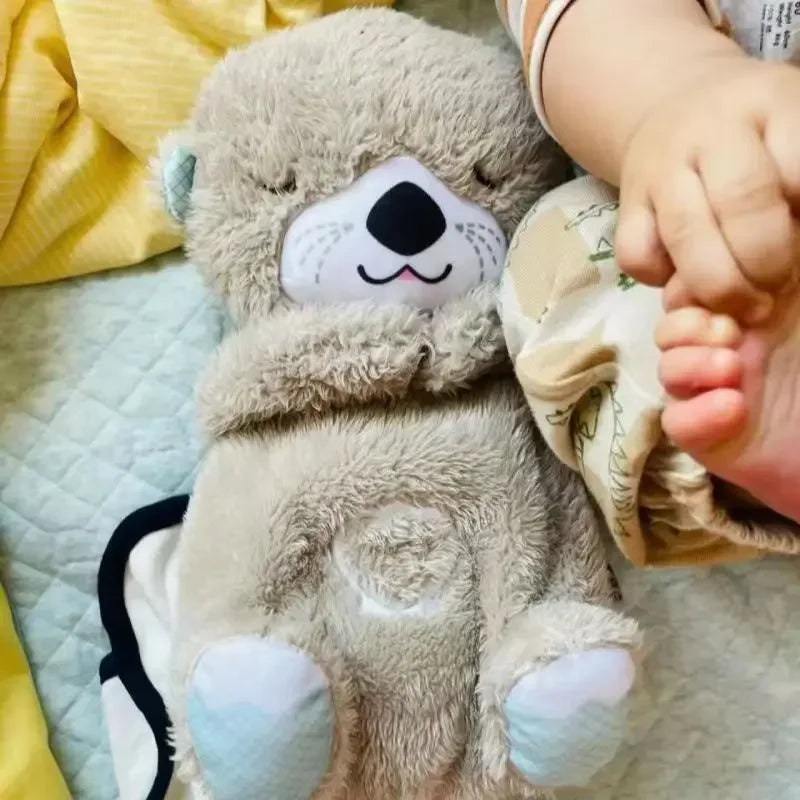 Baby Breathe Bear beruhigt Baby Otter Plüschspielzeug Kinder beruhigende Musik Schlafbegleiter Sound- und Lichtstoffpuppe Spielzeuggeschenke