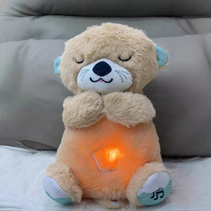 Baby Breathe Bear beruhigt Baby Otter Plüschspielzeug Kinder beruhigende Musik Schlafbegleiter Sound- und Lichtstoffpuppe Spielzeuggeschenke