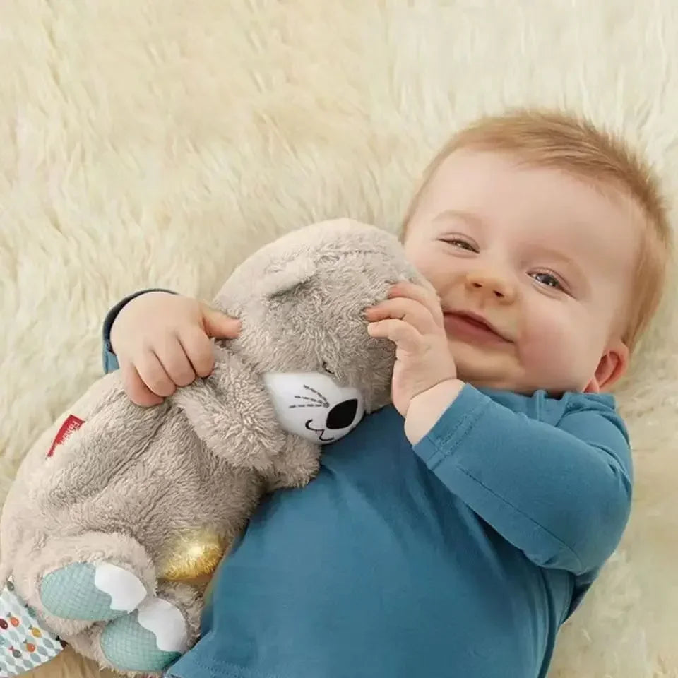 Baby Breathe Bear beruhigt Baby Otter Plüschspielzeug Kinder beruhigende Musik Schlafbegleiter Sound- und Lichtstoffpuppe Spielzeuggeschenke