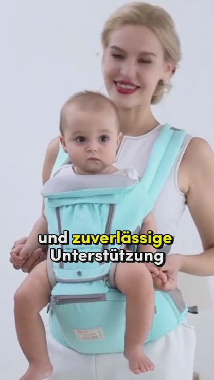 Ergonomische Babytrage mit Hüftsitz, 360° Positionen, Weich und Atmungsaktiv, Alle Jahreszeiten, Neugeborene und Kleinkinder, Für sorgenfreie Mobilität und Komfort